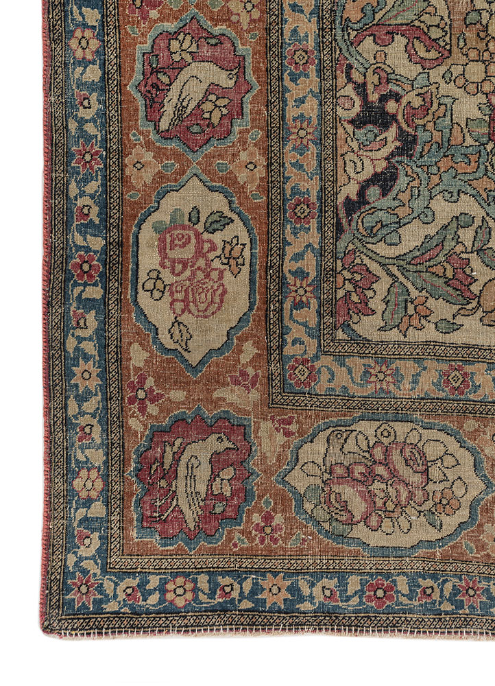 aalam red and orange wool hand knotted Rug - Corner