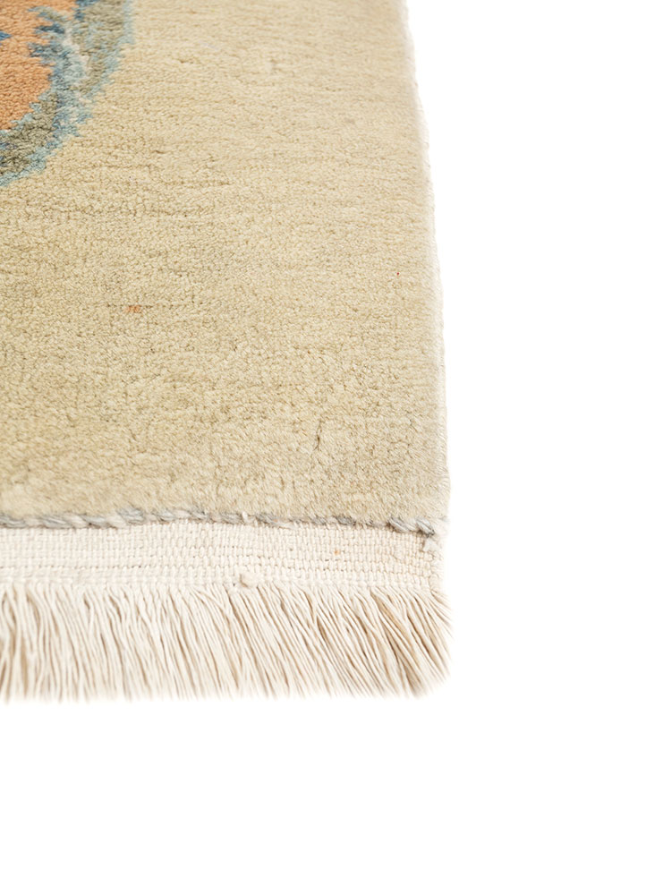 aalam blue wool hand knotted Rug - Corner