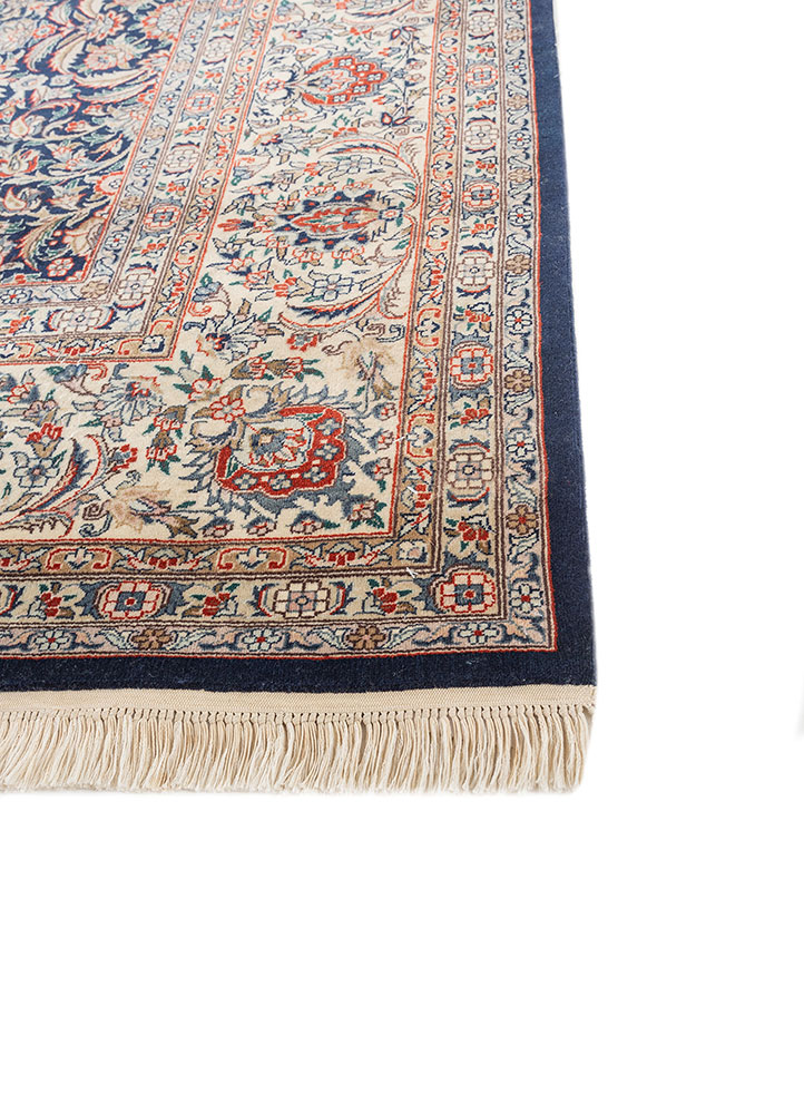 aalam grey and black wool hand knotted Rug - Corner