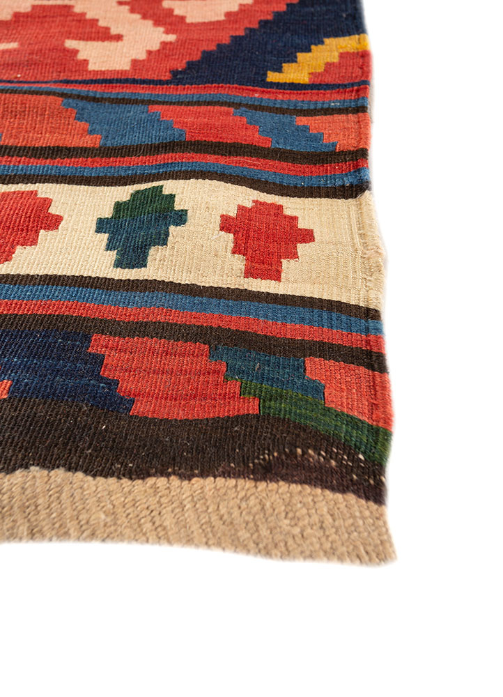 nayaab blue wool flat weaves Rug - Corner