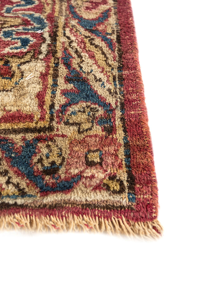 aalam blue wool hand knotted Rug - Corner