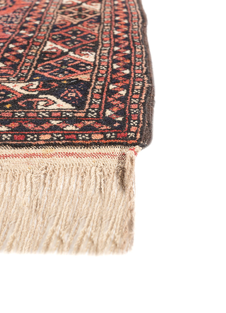 kiaan red and orange wool hand knotted Rug - Corner