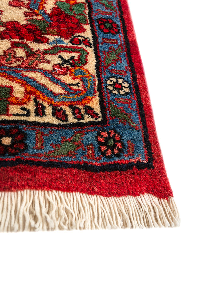 aalam red and orange wool hand knotted Rug - Corner