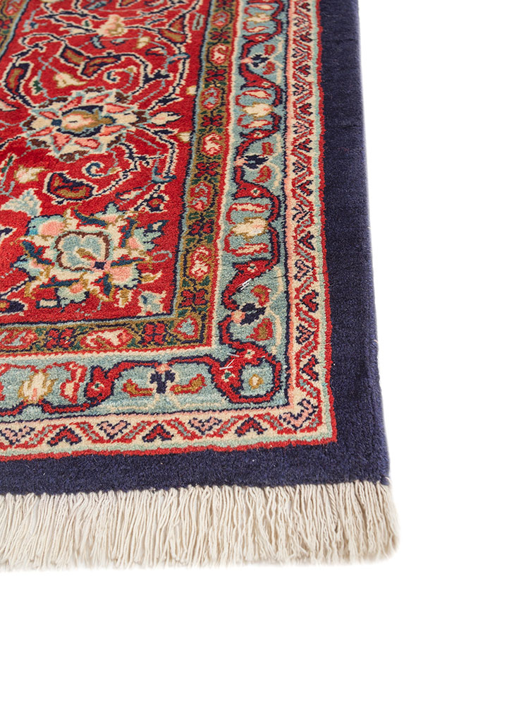 aalam blue wool hand knotted Rug - Corner