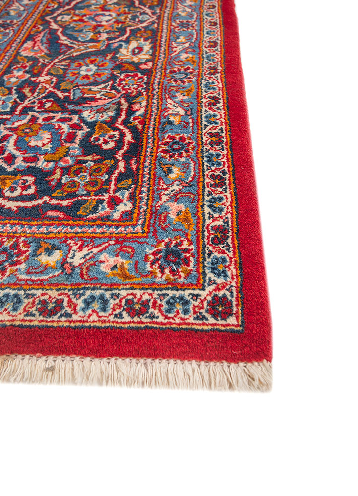 aalam red and orange wool hand knotted Rug - Corner