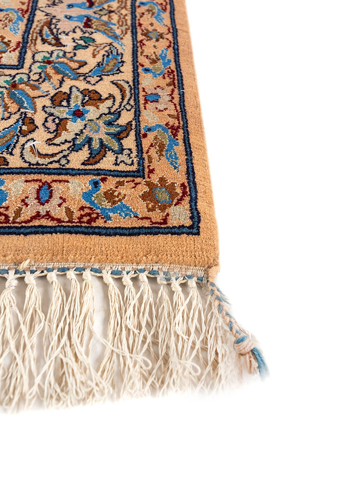 aalam red and orange wool hand knotted Rug - Corner