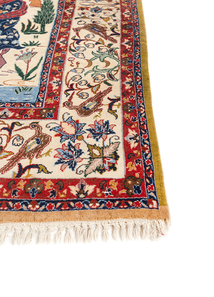 aalam red and orange wool hand knotted Rug - Corner