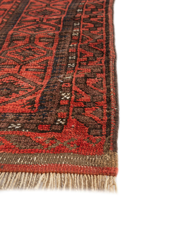 aalam red and orange wool flat weaves Rug - Corner