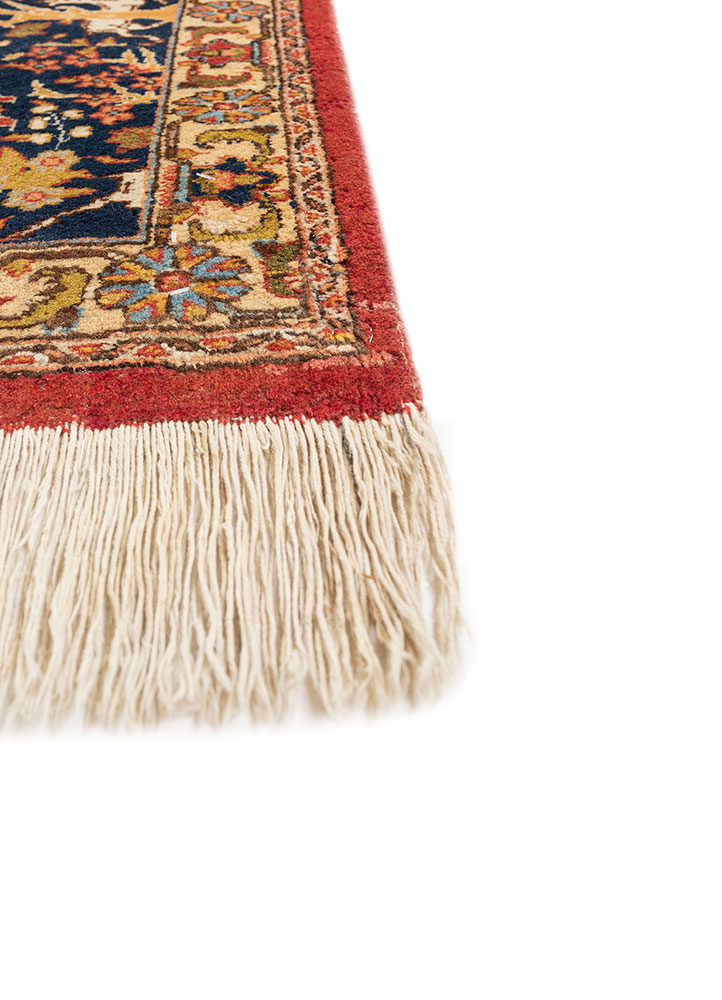 aalam red and orange wool hand knotted Rug - Corner