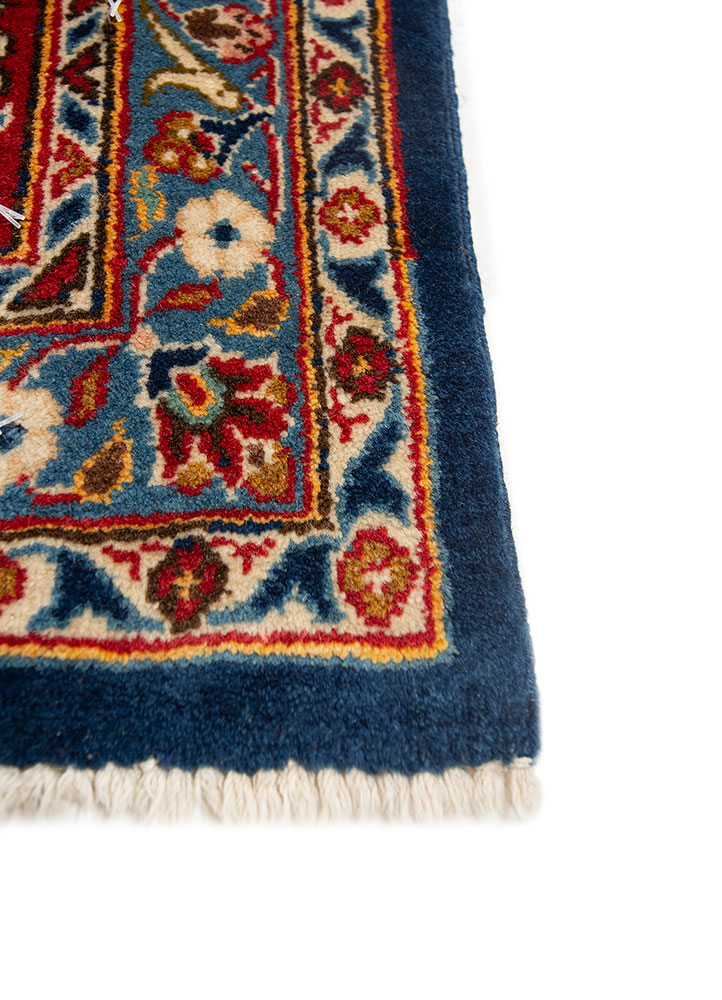 aalam blue wool hand knotted Rug - Corner