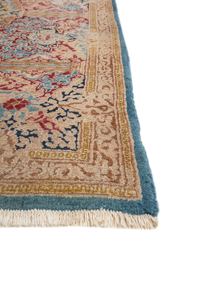 aalam blue wool hand knotted Rug - Corner