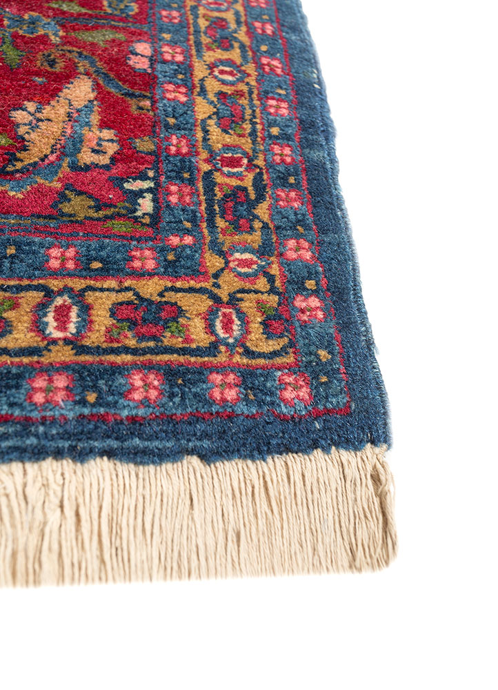aalam blue wool hand knotted Rug - Corner