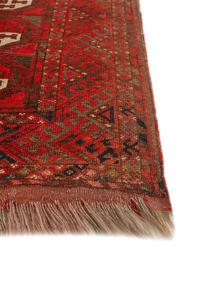 aalam red and orange wool flat weaves Rug - Corner