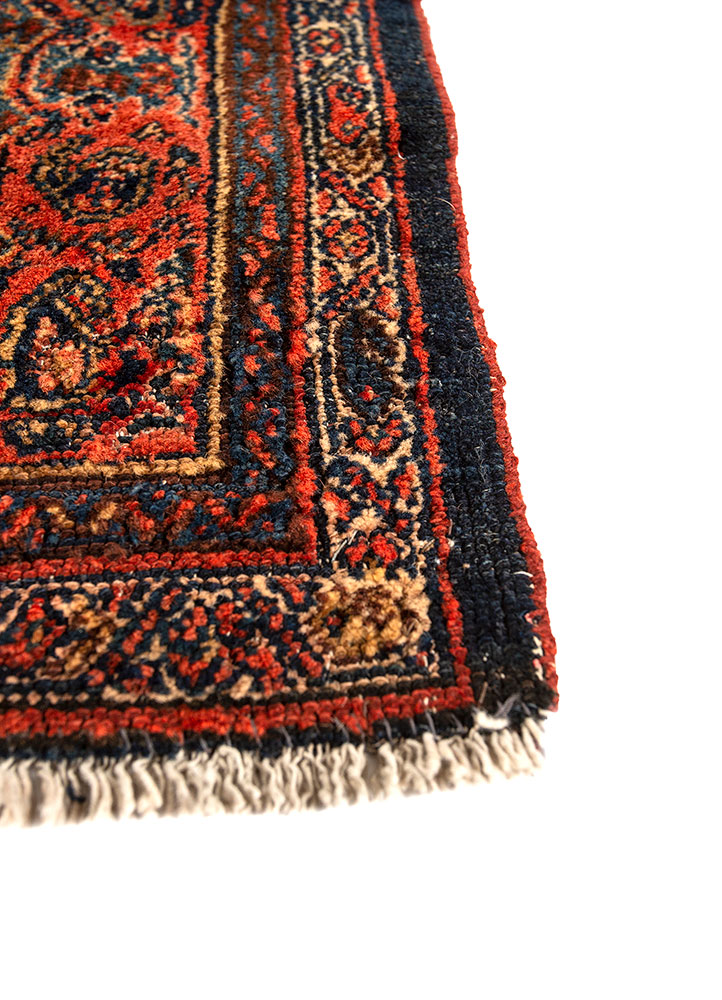 aalam blue wool hand knotted Rug - Corner