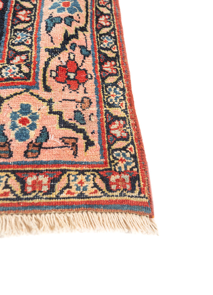 aalam red and orange wool hand knotted Rug - Corner