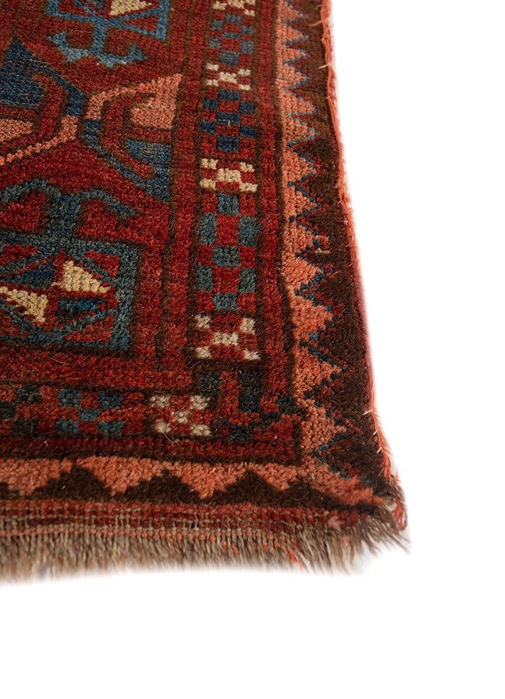 kiaan red and orange wool hand knotted Rug - Corner