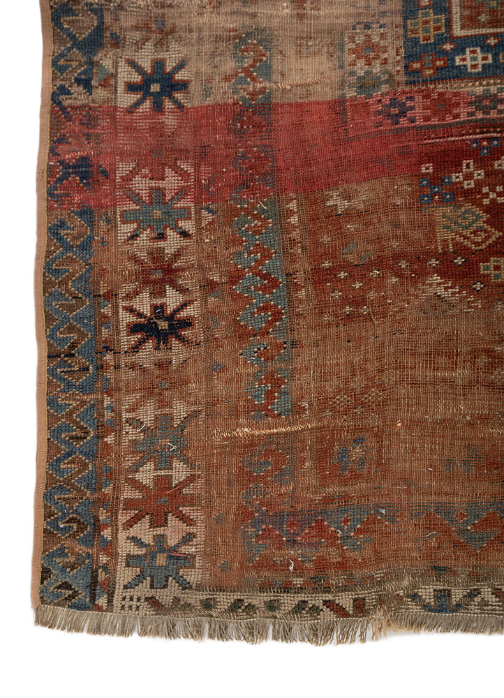kiaan red and orange wool hand knotted Rug - Corner
