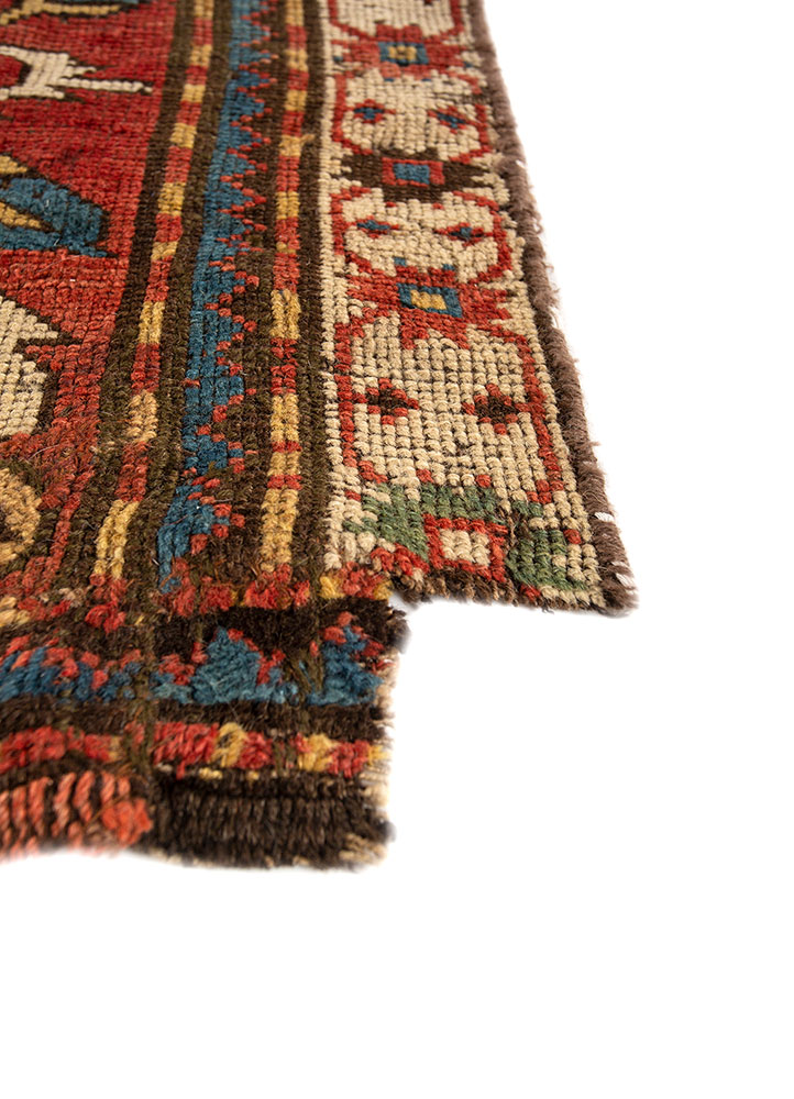 kiaan red and orange wool hand knotted Rug - Corner