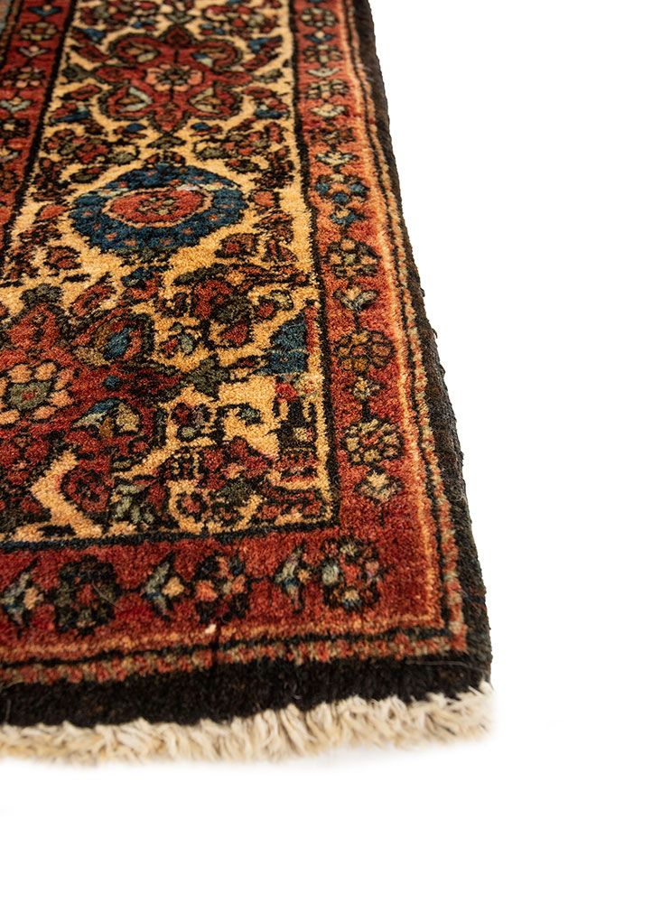 aalam beige and brown wool hand knotted Rug - Corner