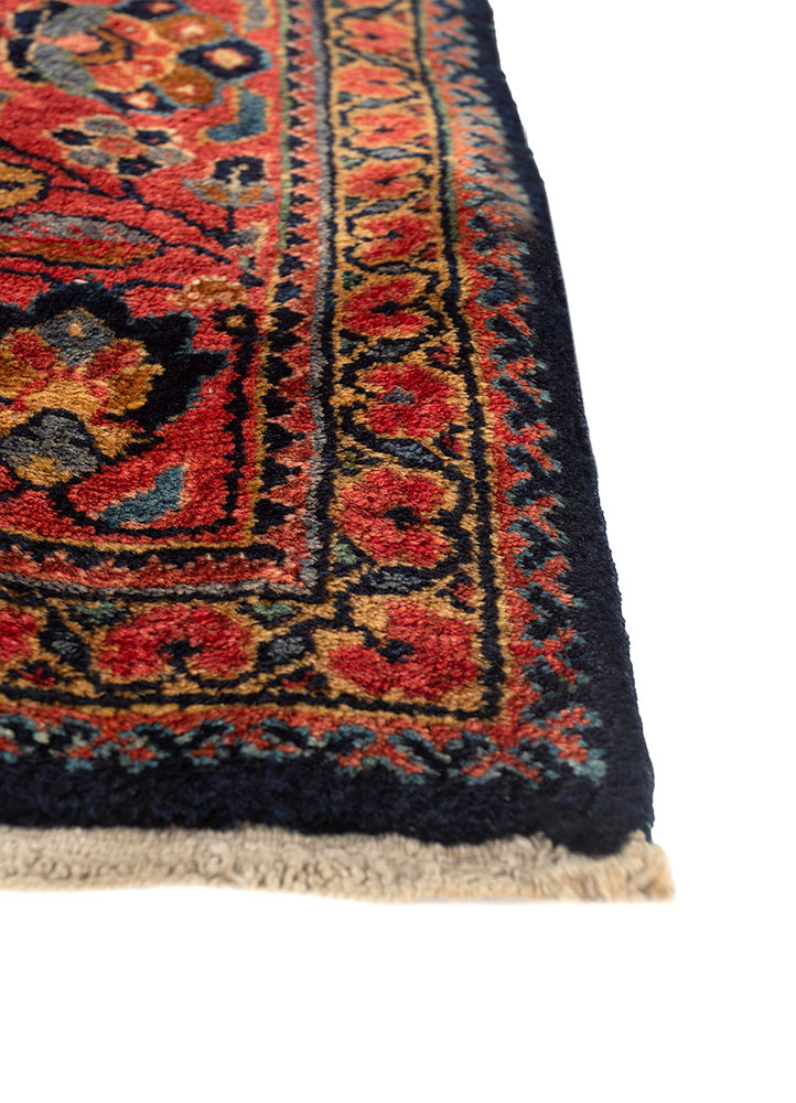 aalam blue wool hand knotted Rug - Corner
