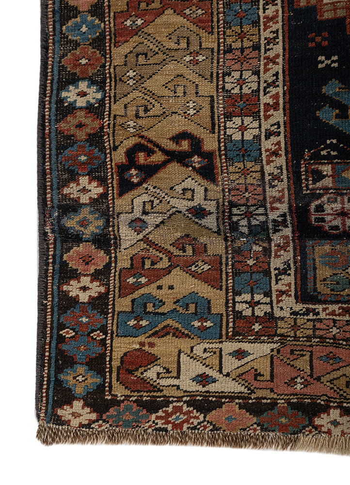 aalam blue wool flat weaves Rug - Corner
