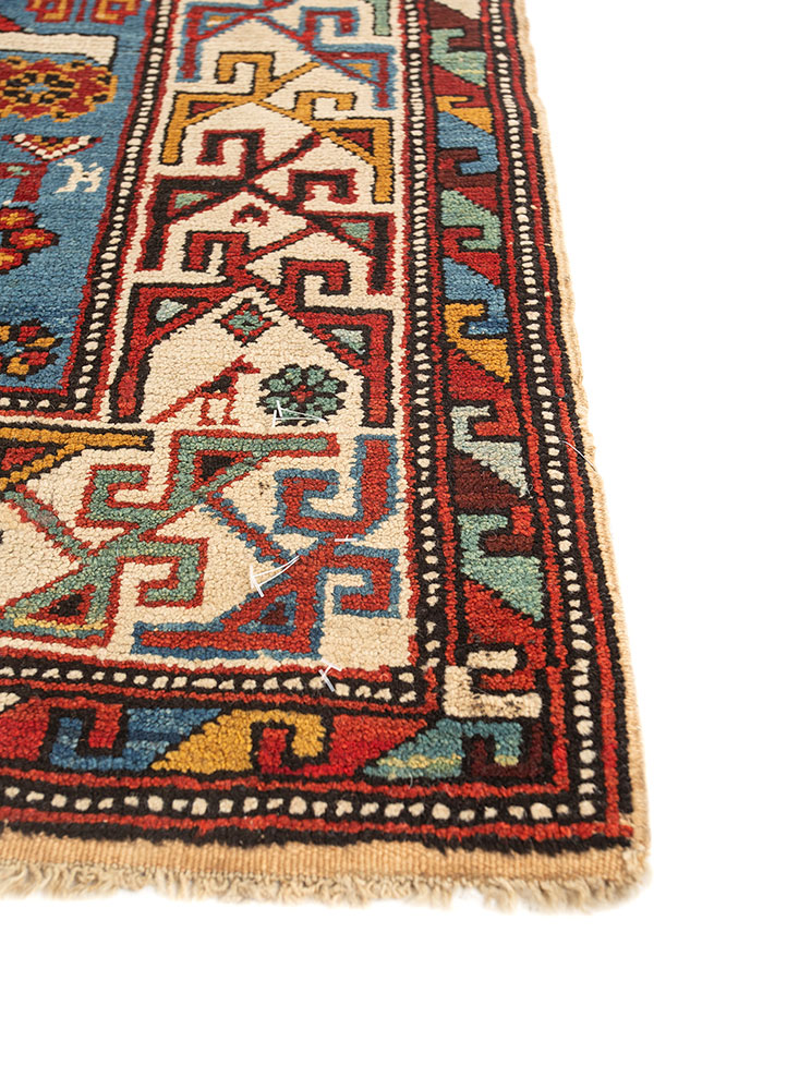 kiaan blue wool hand knotted Rug - Corner