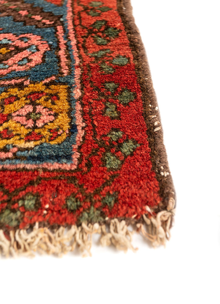 aalam blue wool hand knotted Rug - Corner