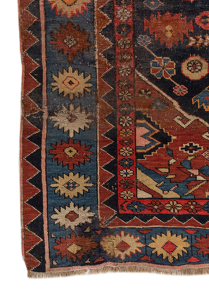 aalam blue wool hand knotted Rug - Corner