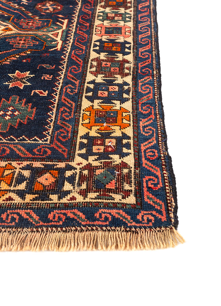 kiaan blue wool hand knotted Rug - Corner