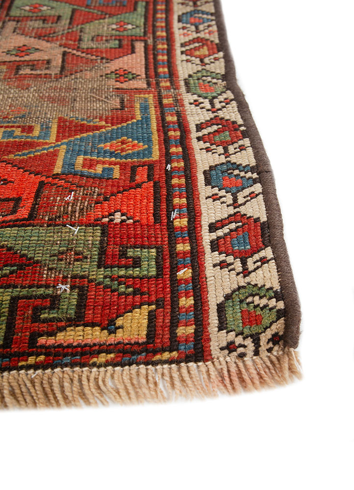 aalam red and orange wool flat weaves Rug - Corner