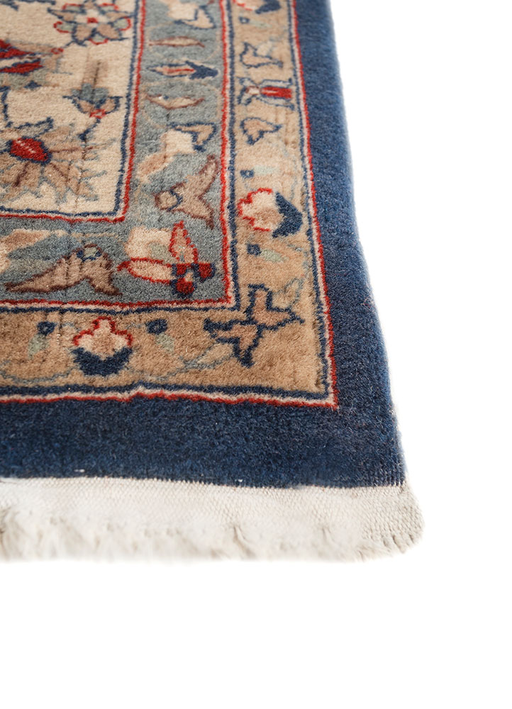 aalam blue wool hand knotted Rug - Corner