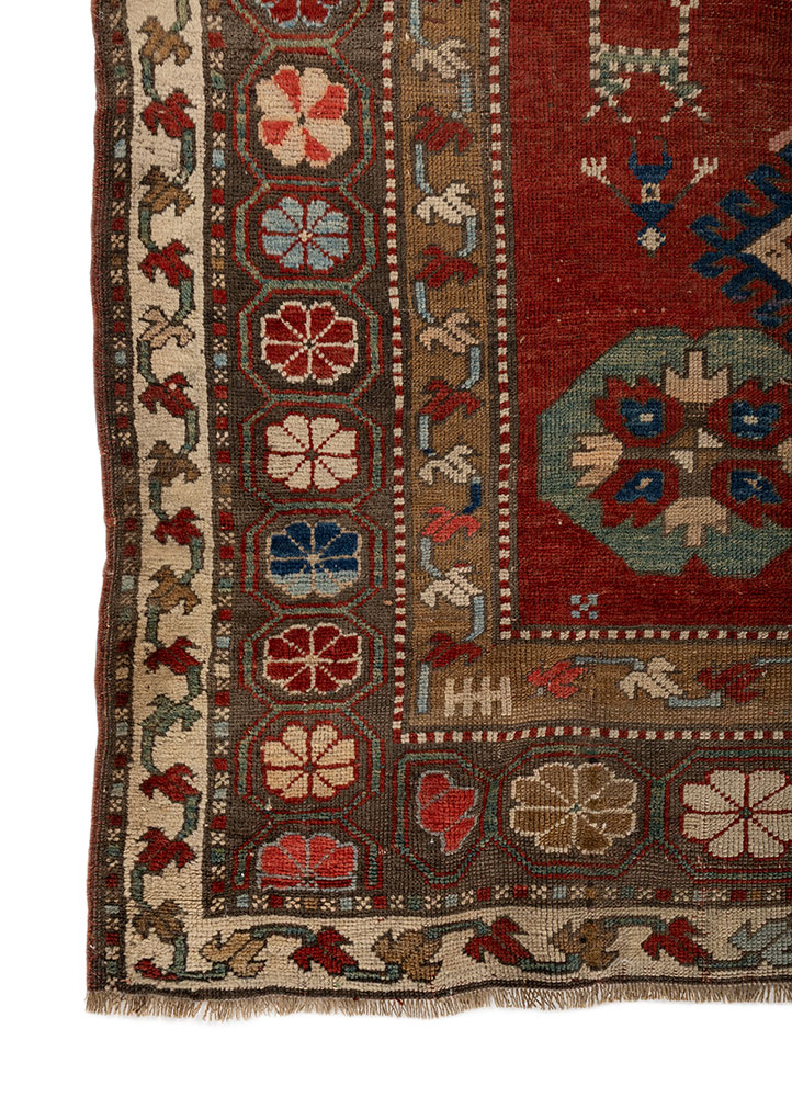 kiaan red and orange wool hand knotted Rug - Corner