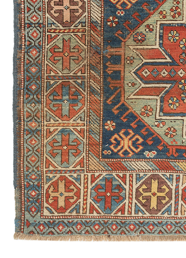 kiaan blue wool hand knotted Rug - Corner