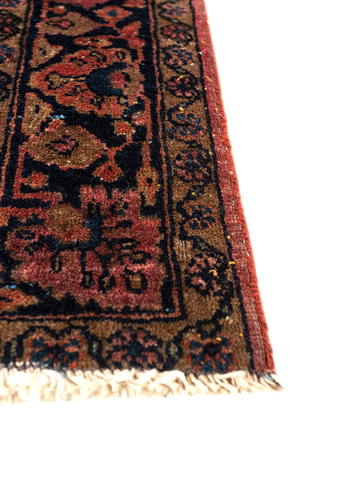 aalam red and orange wool hand knotted Rug - Corner
