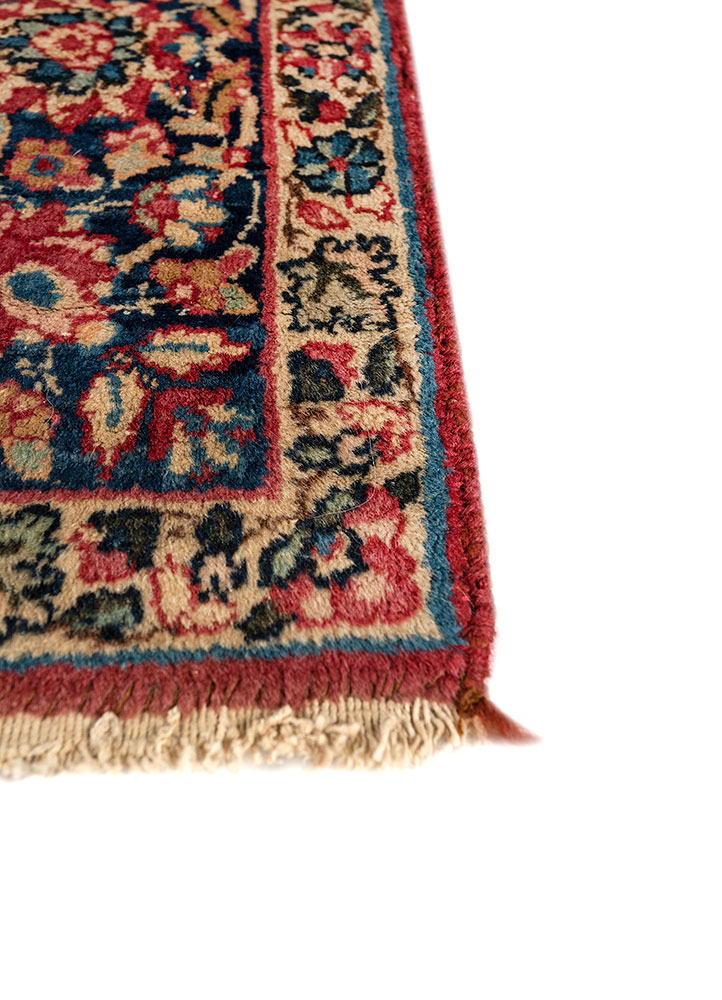 aalam red and orange wool hand knotted Rug - Corner