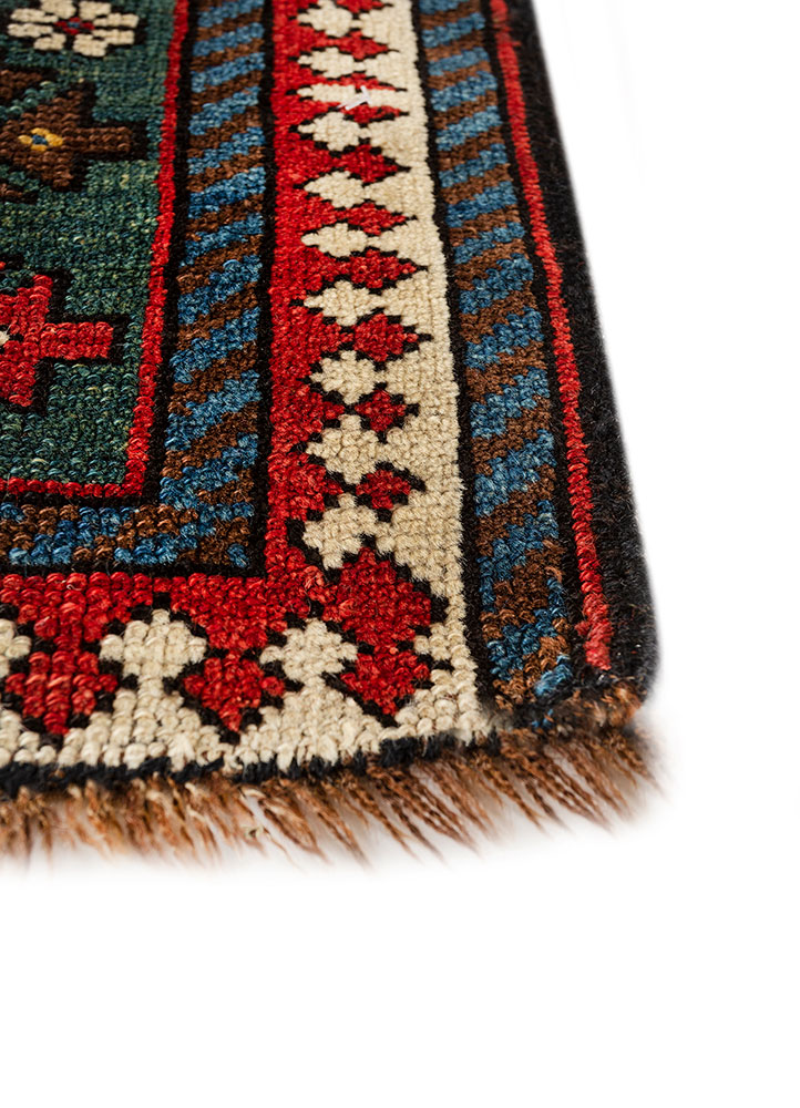 kiaan red and orange wool hand knotted Rug - Corner