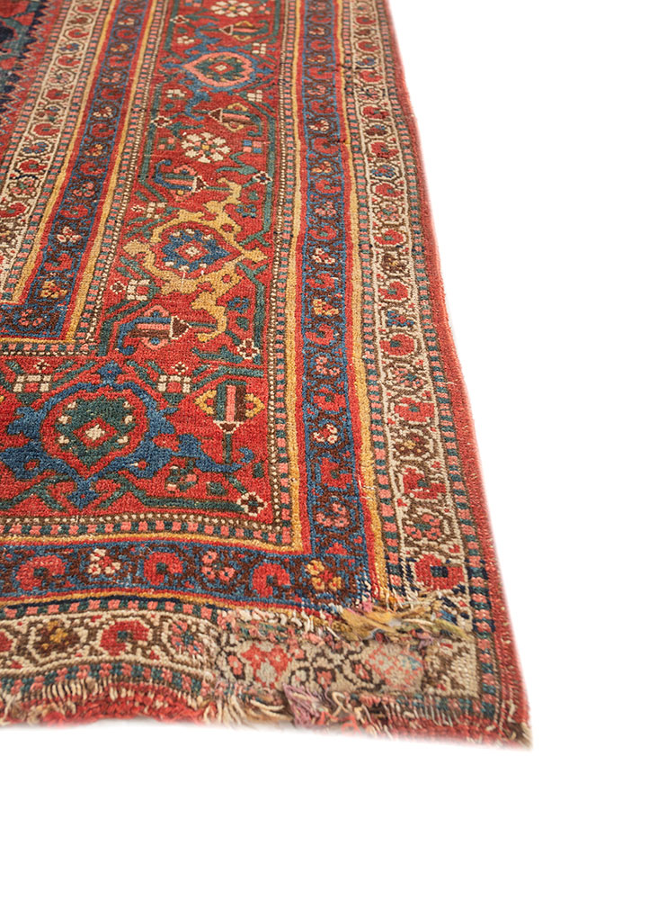 aalam red and orange wool hand knotted Rug - Corner