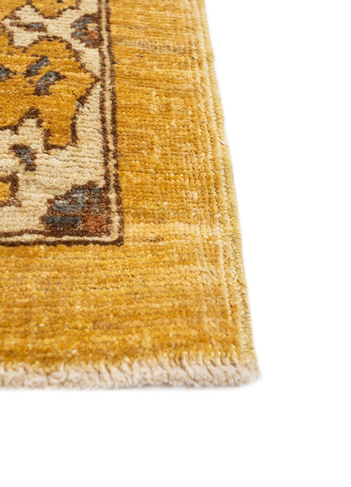 aalam gold wool hand knotted Rug - Corner