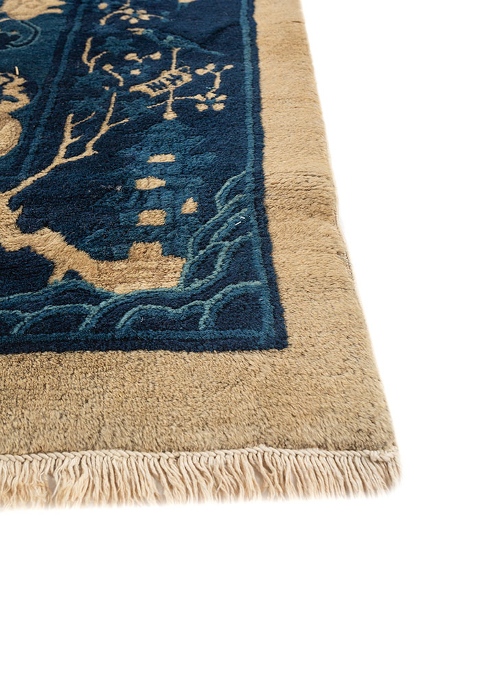 aalam grey and black wool hand knotted Rug - Corner