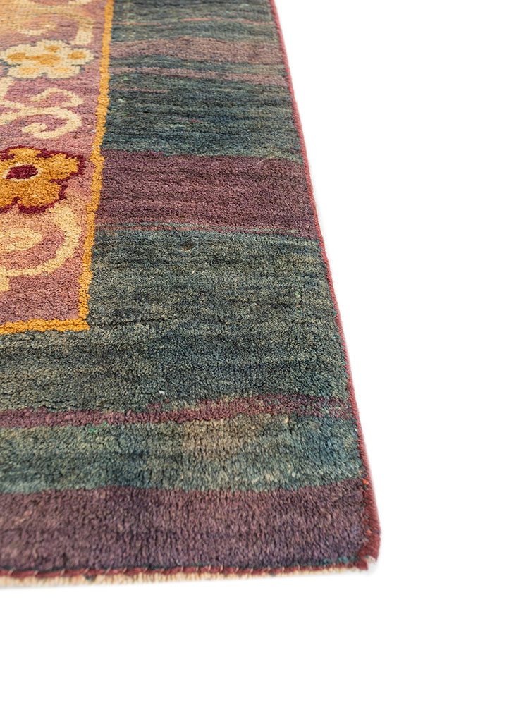 aalam beige and brown wool hand knotted Rug - Corner