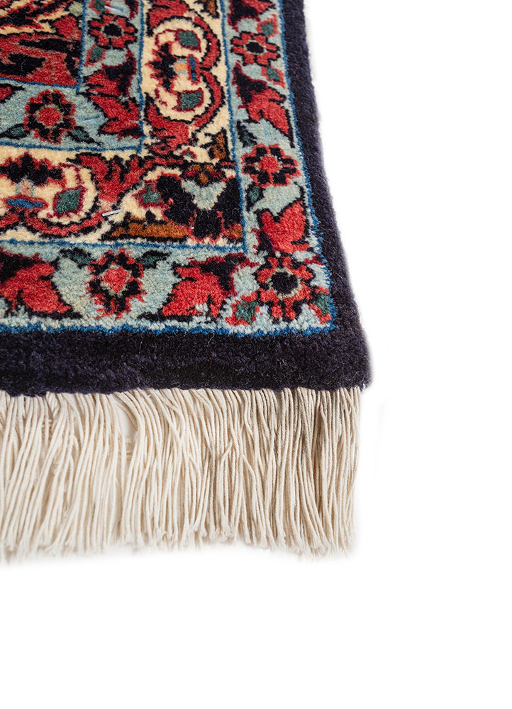 aalam blue wool hand knotted Rug - Corner
