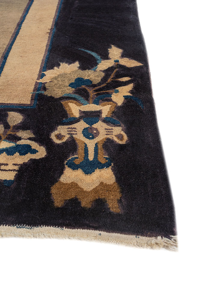 pechino grey and black wool hand knotted Rug - Corner