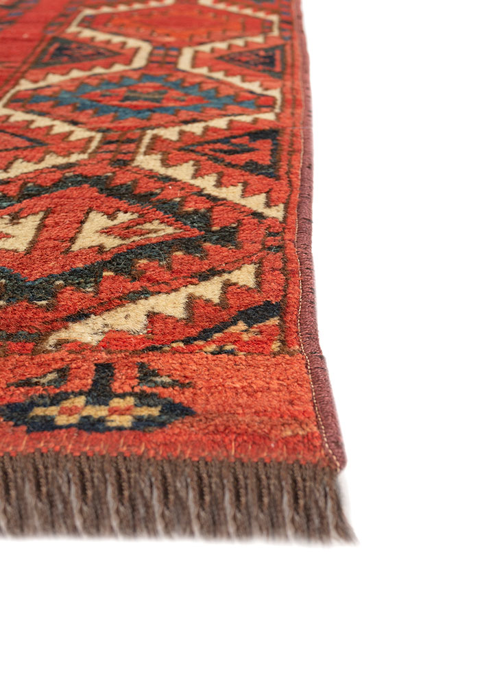 kiaan red and orange wool hand knotted Rug - Corner