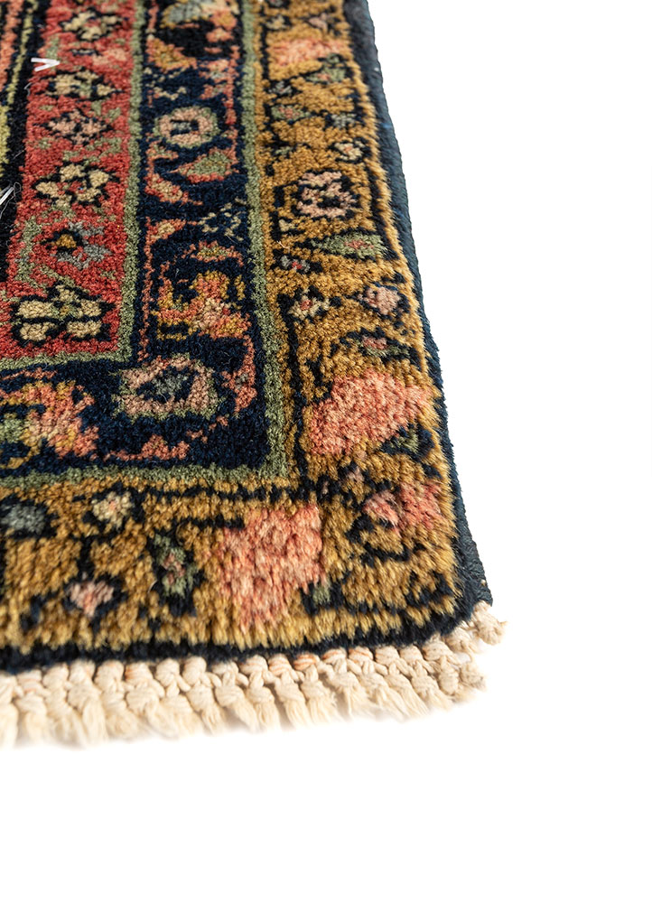 aalam blue wool hand knotted Rug - Corner