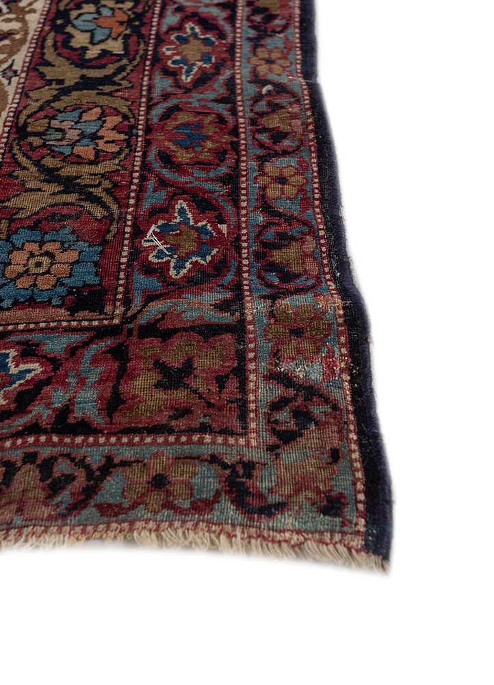 aalam blue wool hand knotted Rug - Corner