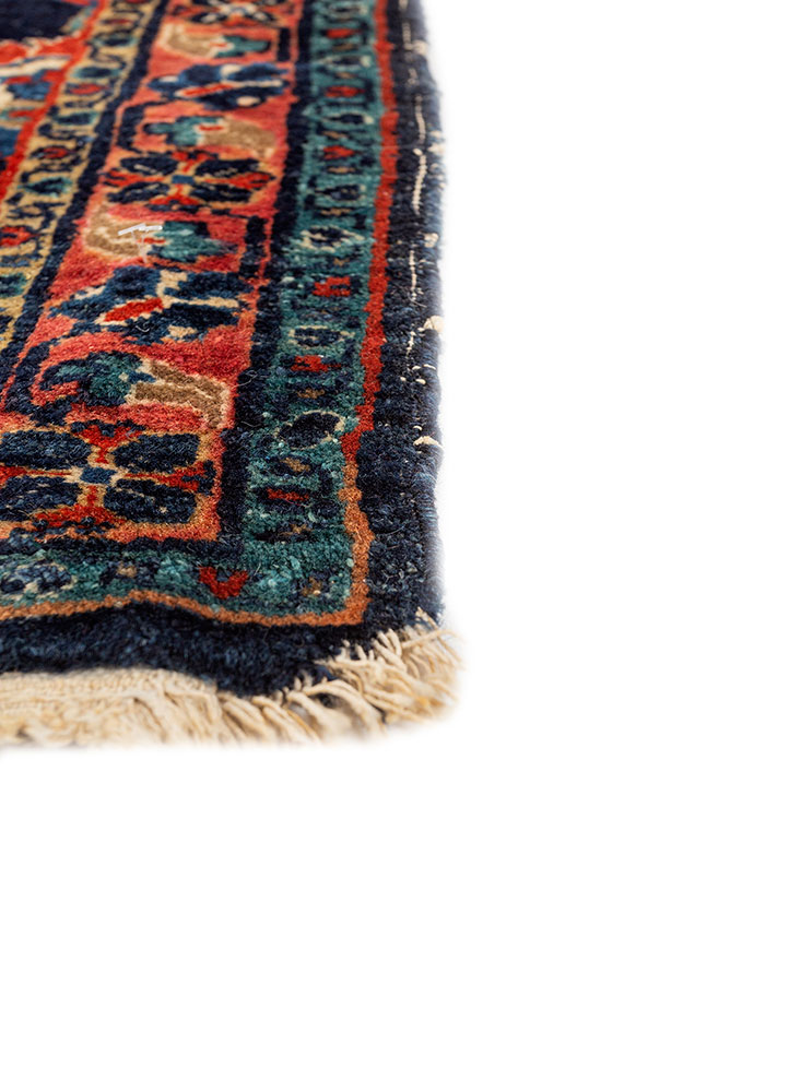 aalam blue wool hand knotted Rug - Corner