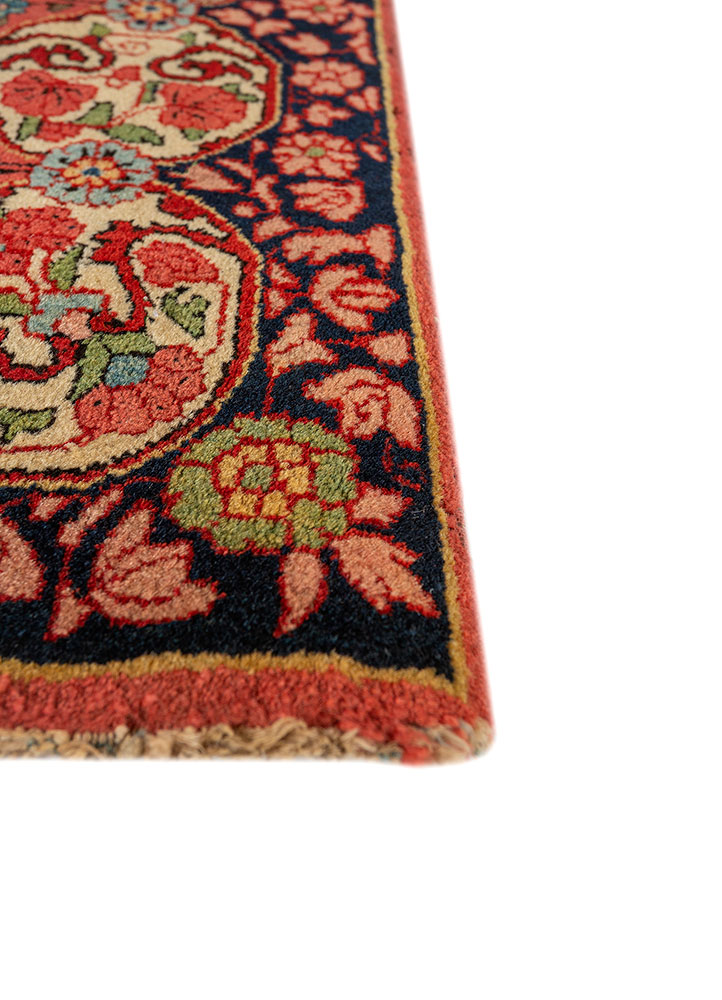 aalam pink and purple wool hand knotted Rug - Corner