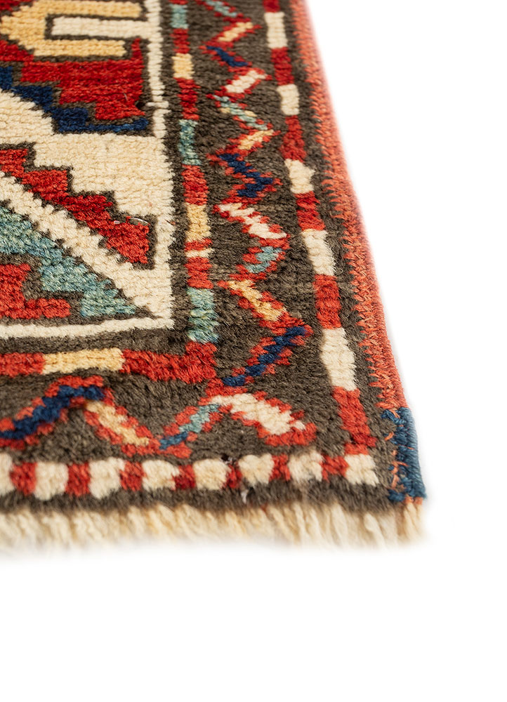 kiaan red and orange wool hand knotted Rug - Corner