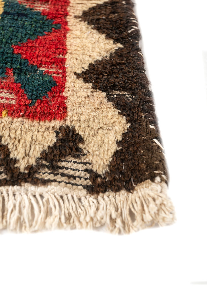 nuray red and orange wool hand knotted Rug - Corner