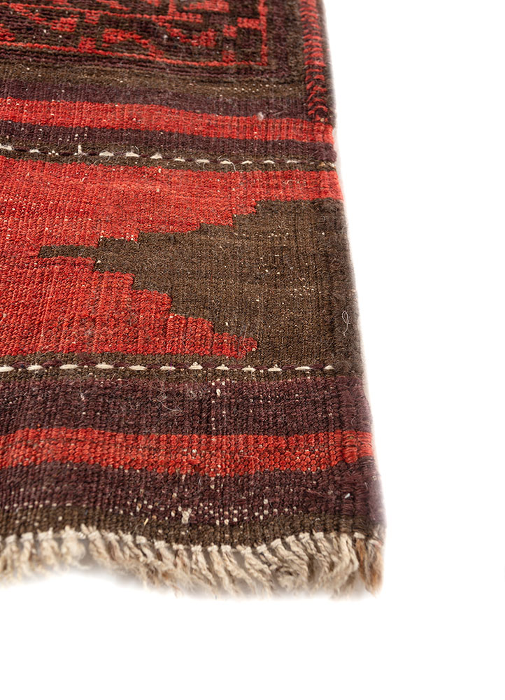 kiaan red and orange wool hand knotted Rug - Corner